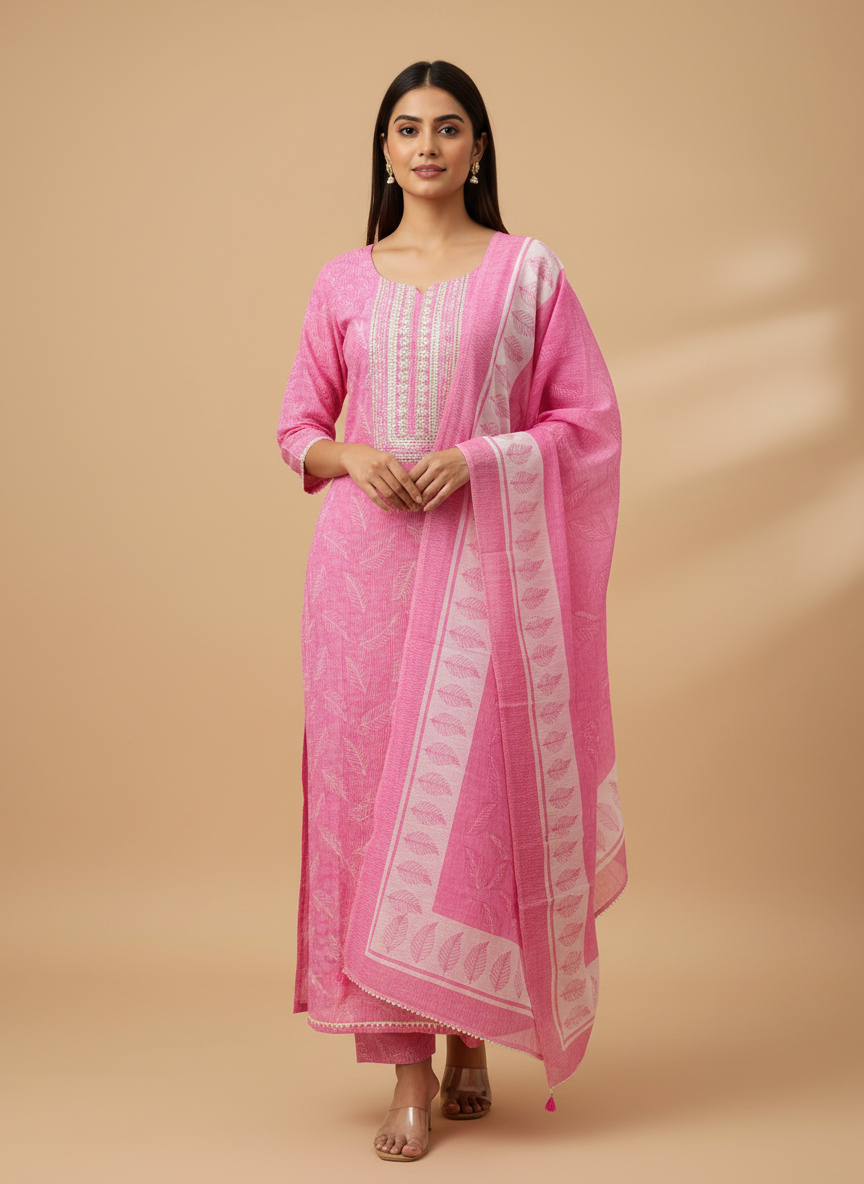 Premium Mulmul  Unstitched Salwar Set  with Dupatta