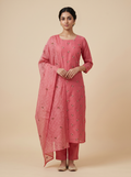 Premium Mal Chanderi Embroidered Unstitched Salwar Material with Dupatta