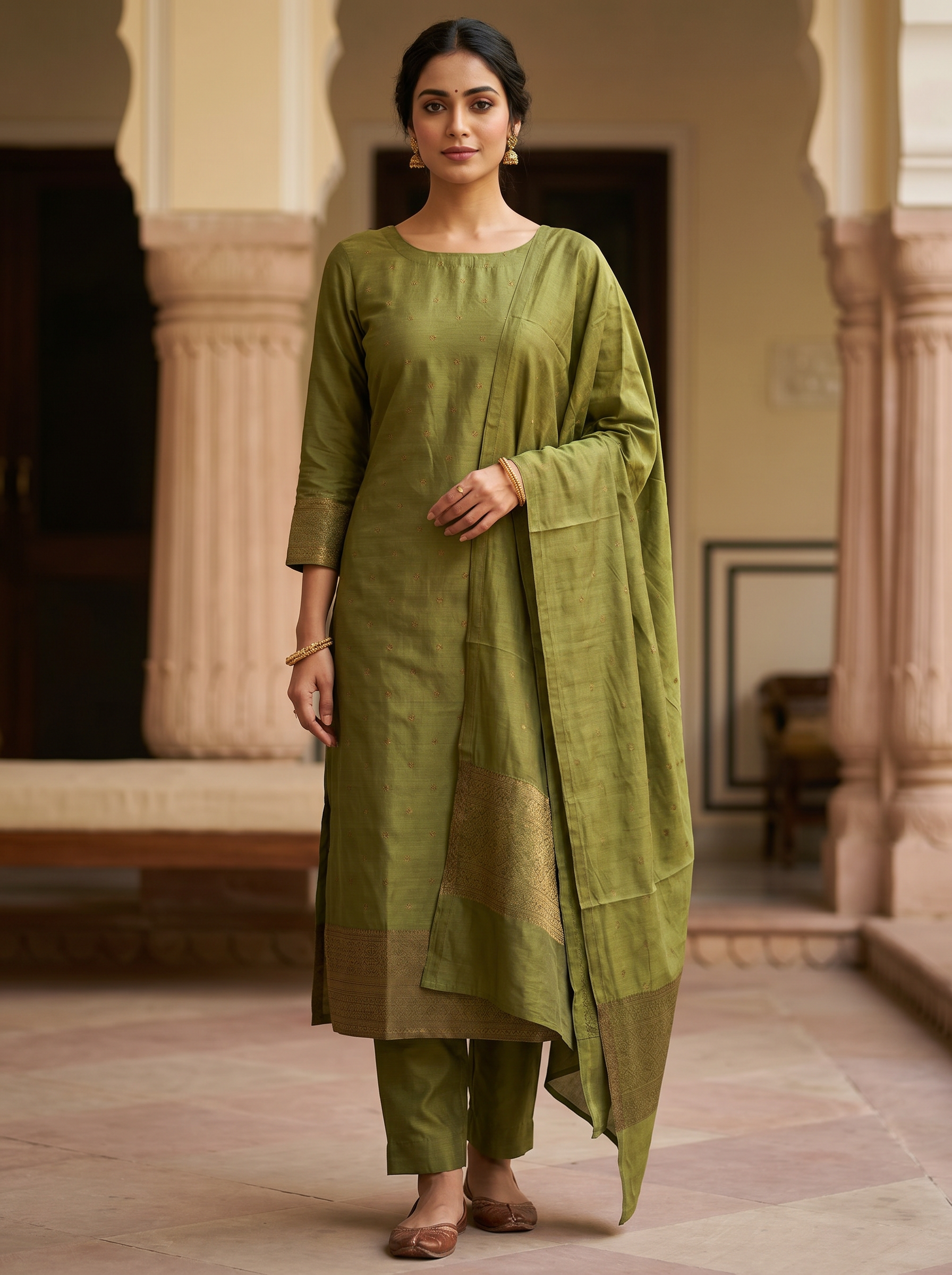 Premium Banarasi Silk Unstitched Salwar Material Set