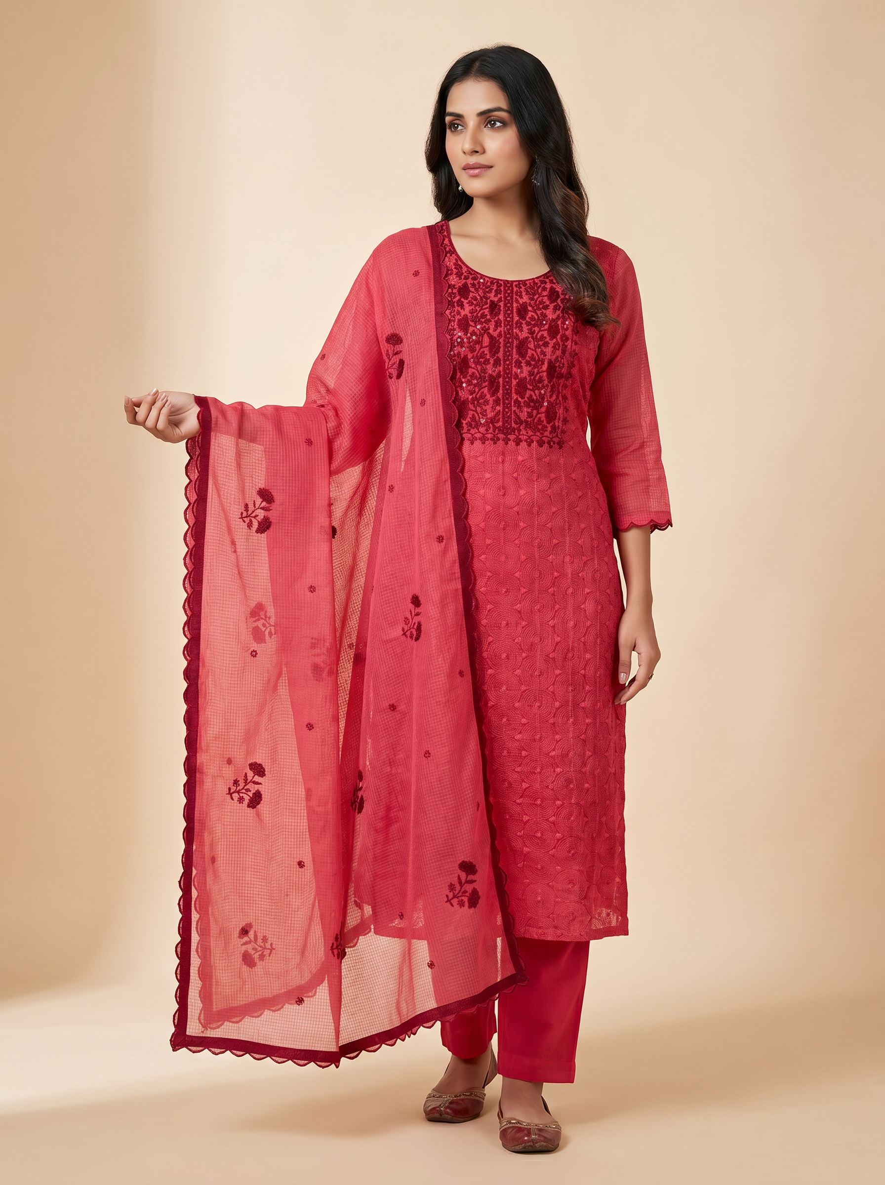 Premium Kora Doria Unstitched Salwar Material Set