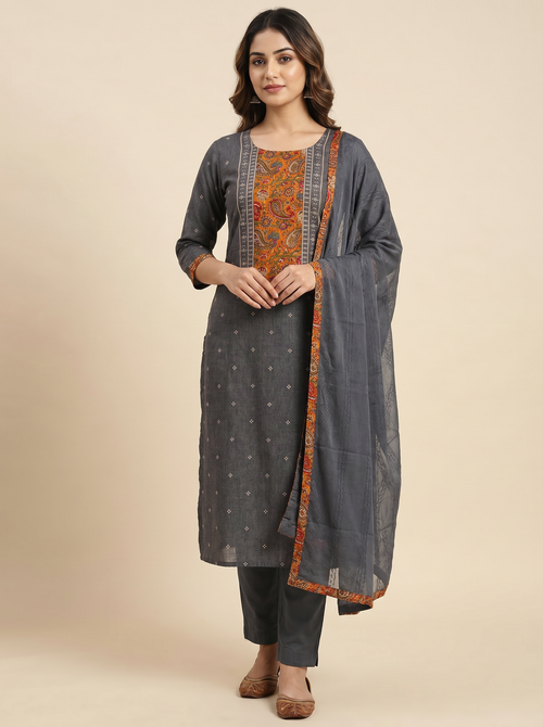 Premium Cotton Printed Unstitched Salwar Material with Dupatta