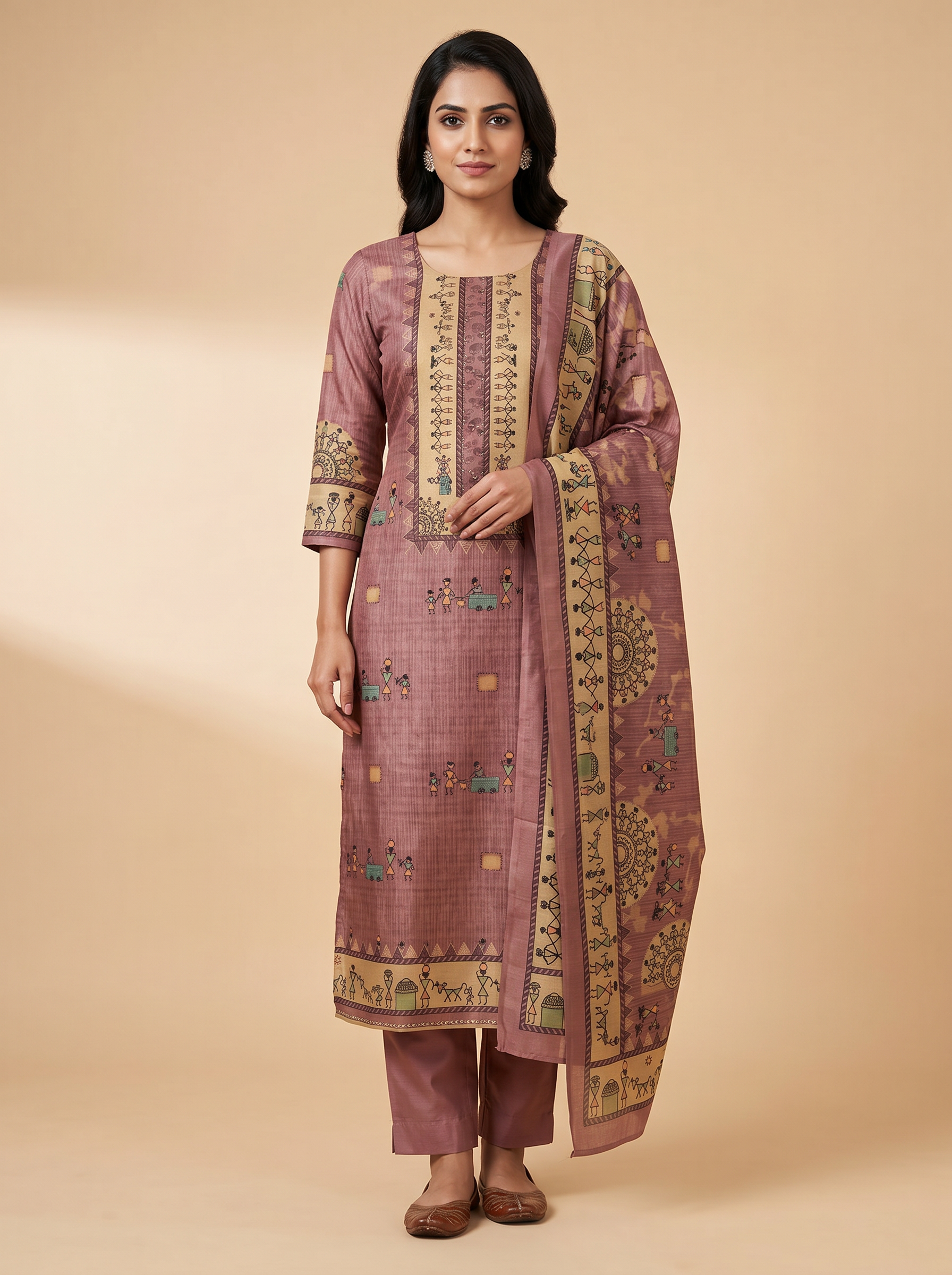 Premium Semi Silk Unstitched Salwar Material Set