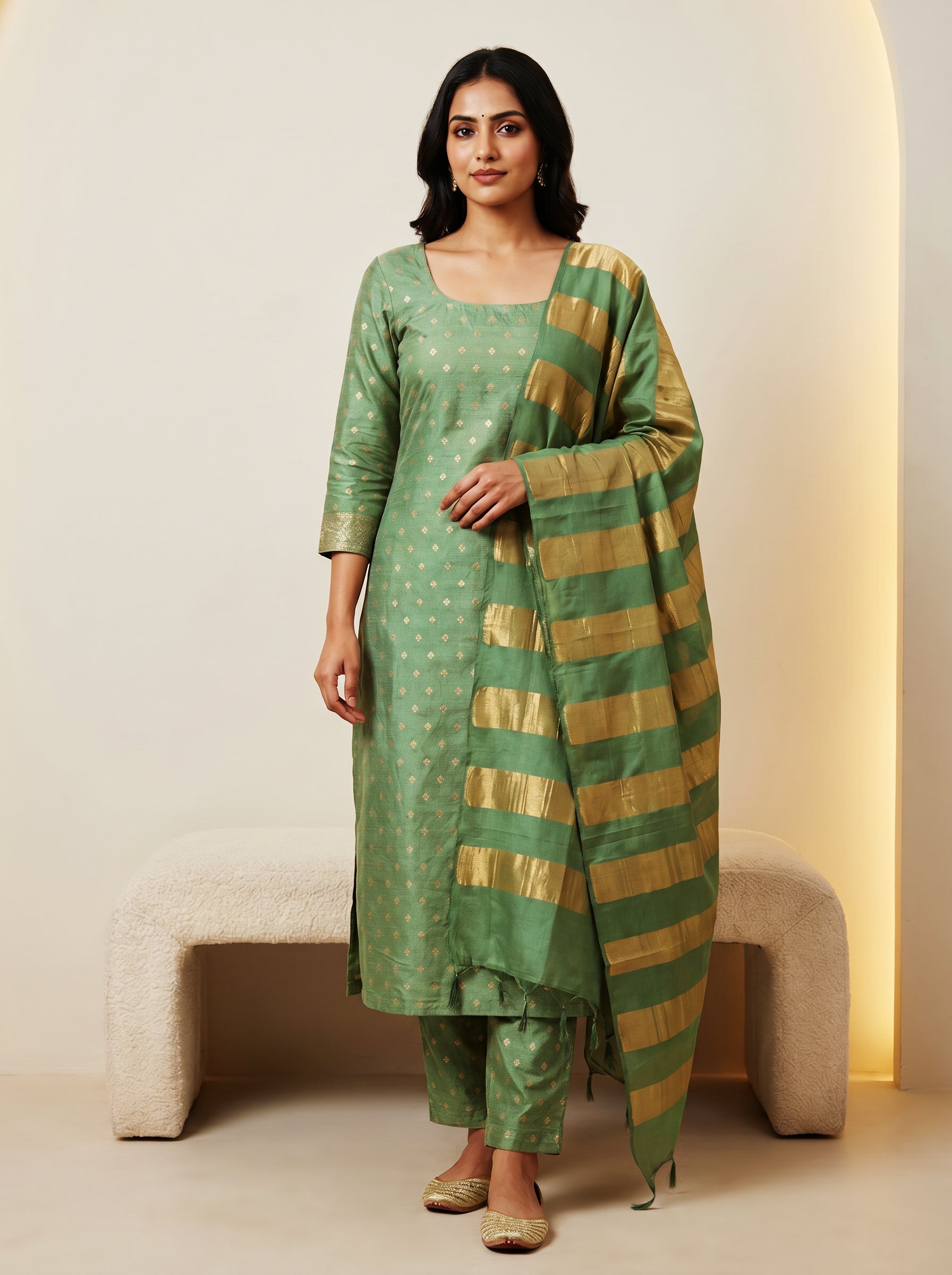 Premium Banarasi Silk Unstitched Salwar Material Set