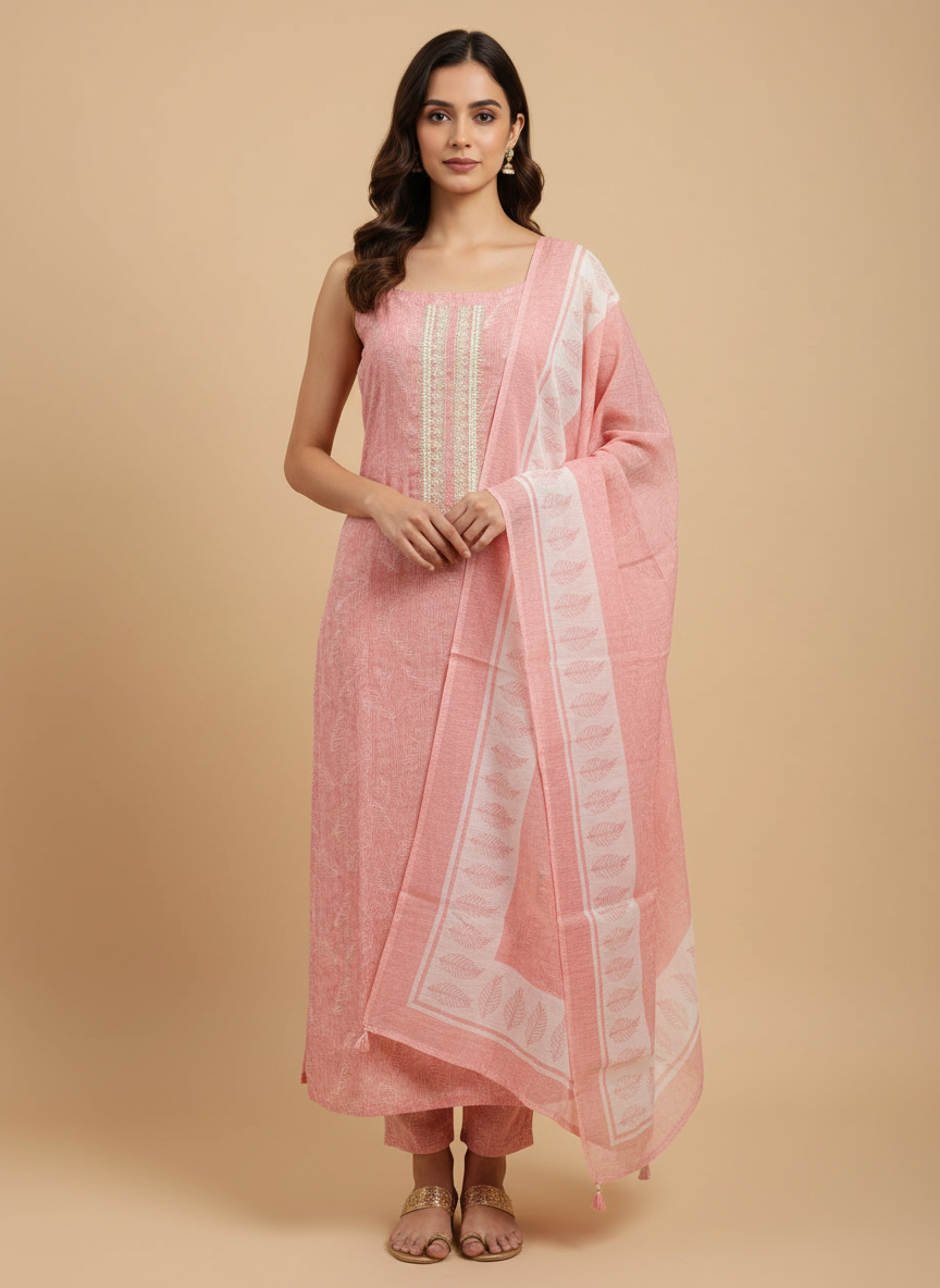 Premium Mulmul  Unstitched Salwar Set  with Dupatta