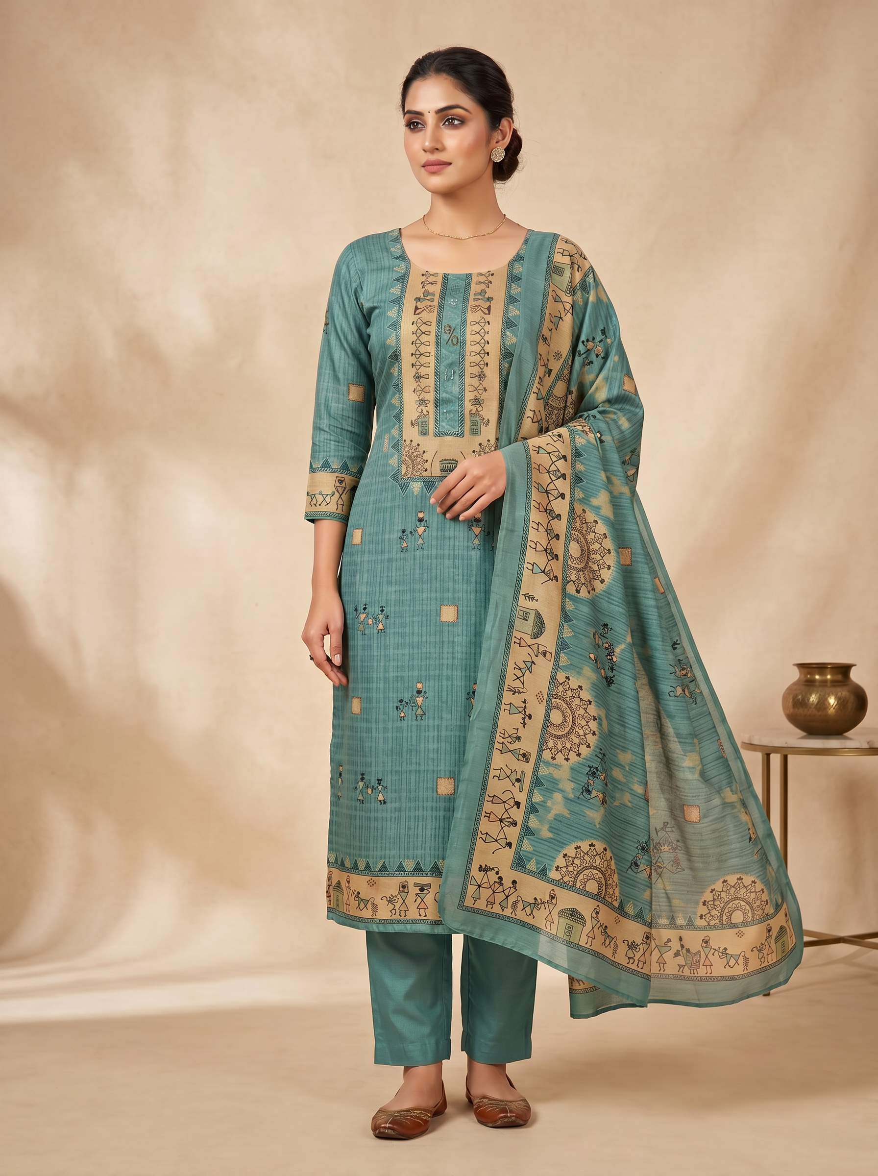 Premium Semi Silk Unstitched Salwar Material Set