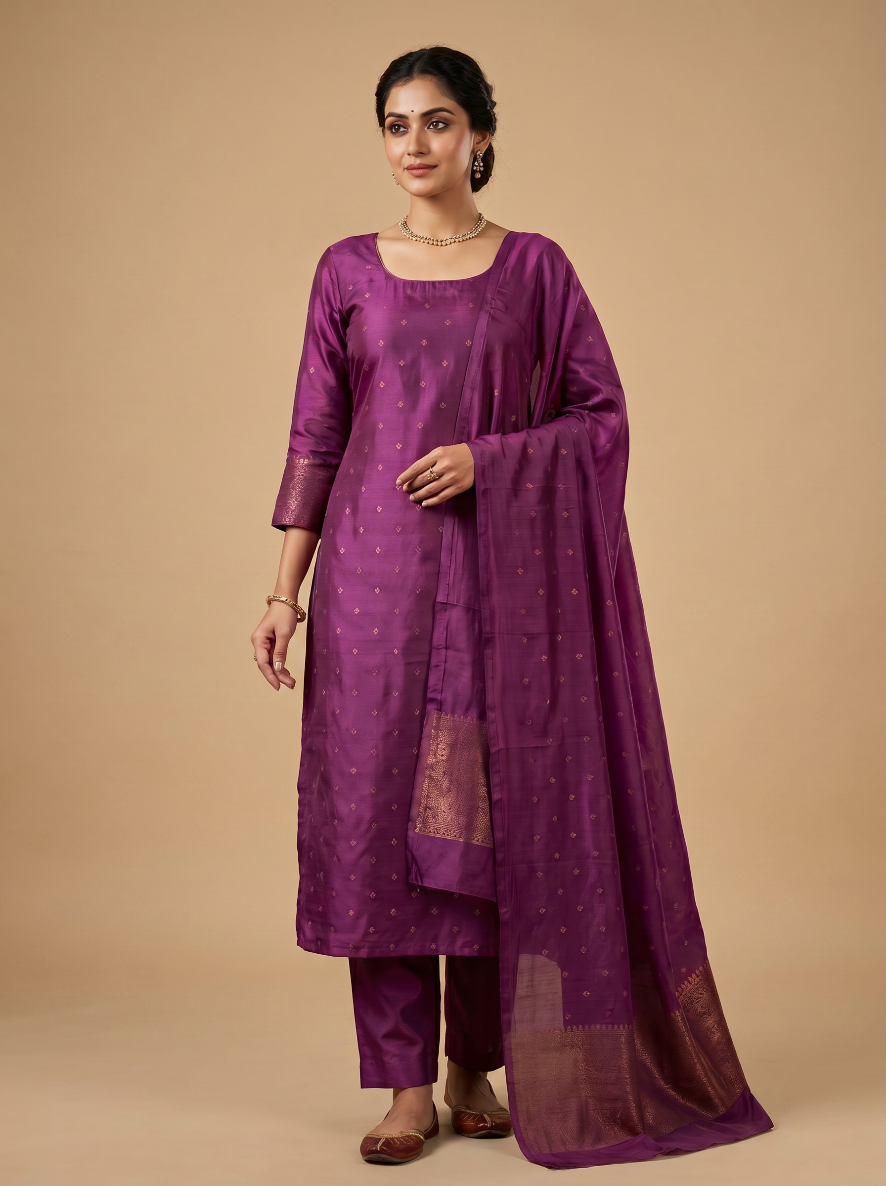 Premium Banarasi Silk Unstitched Salwar Material Set