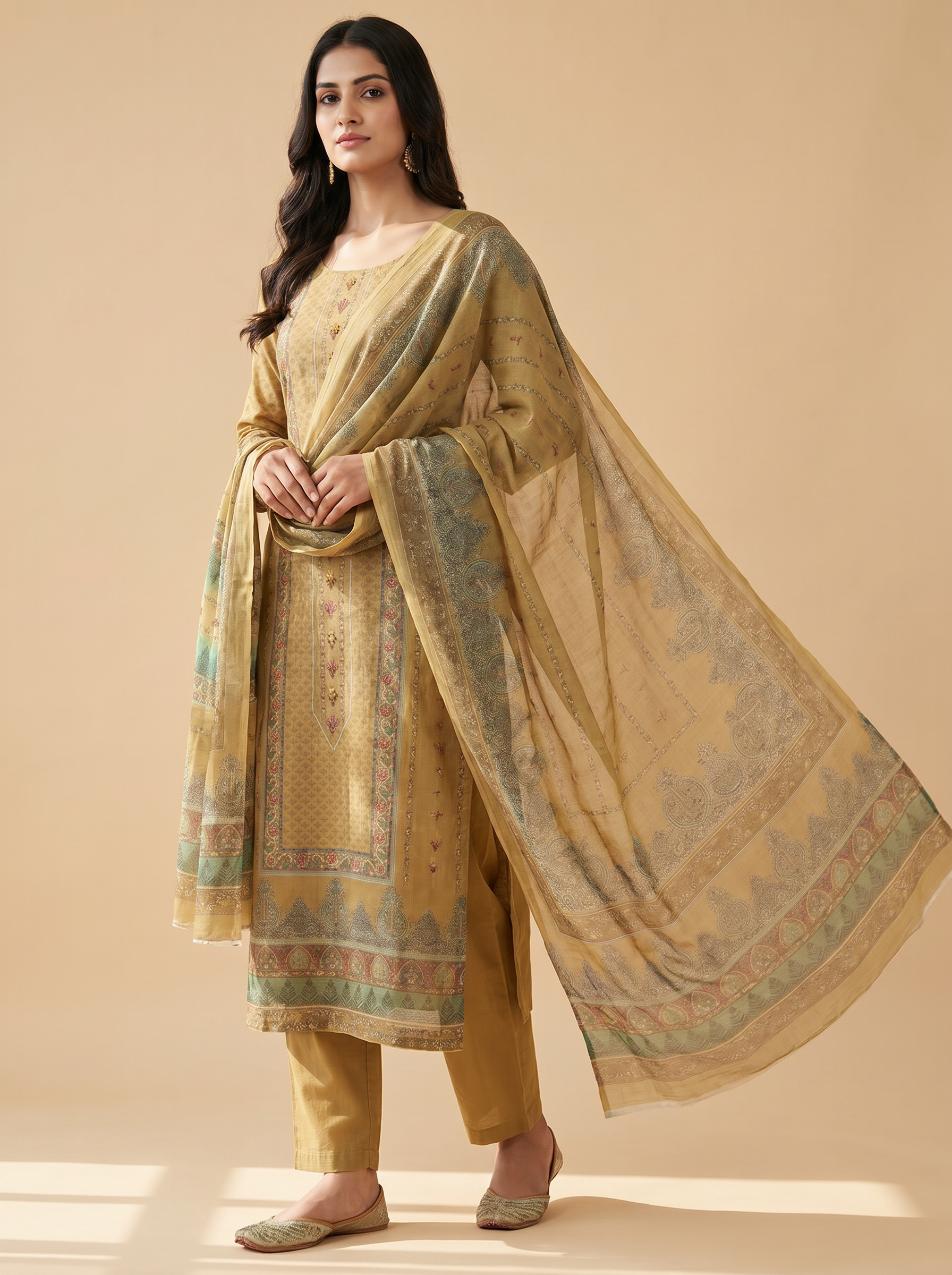 Premium Muslin Unstitched Salwar Material Set