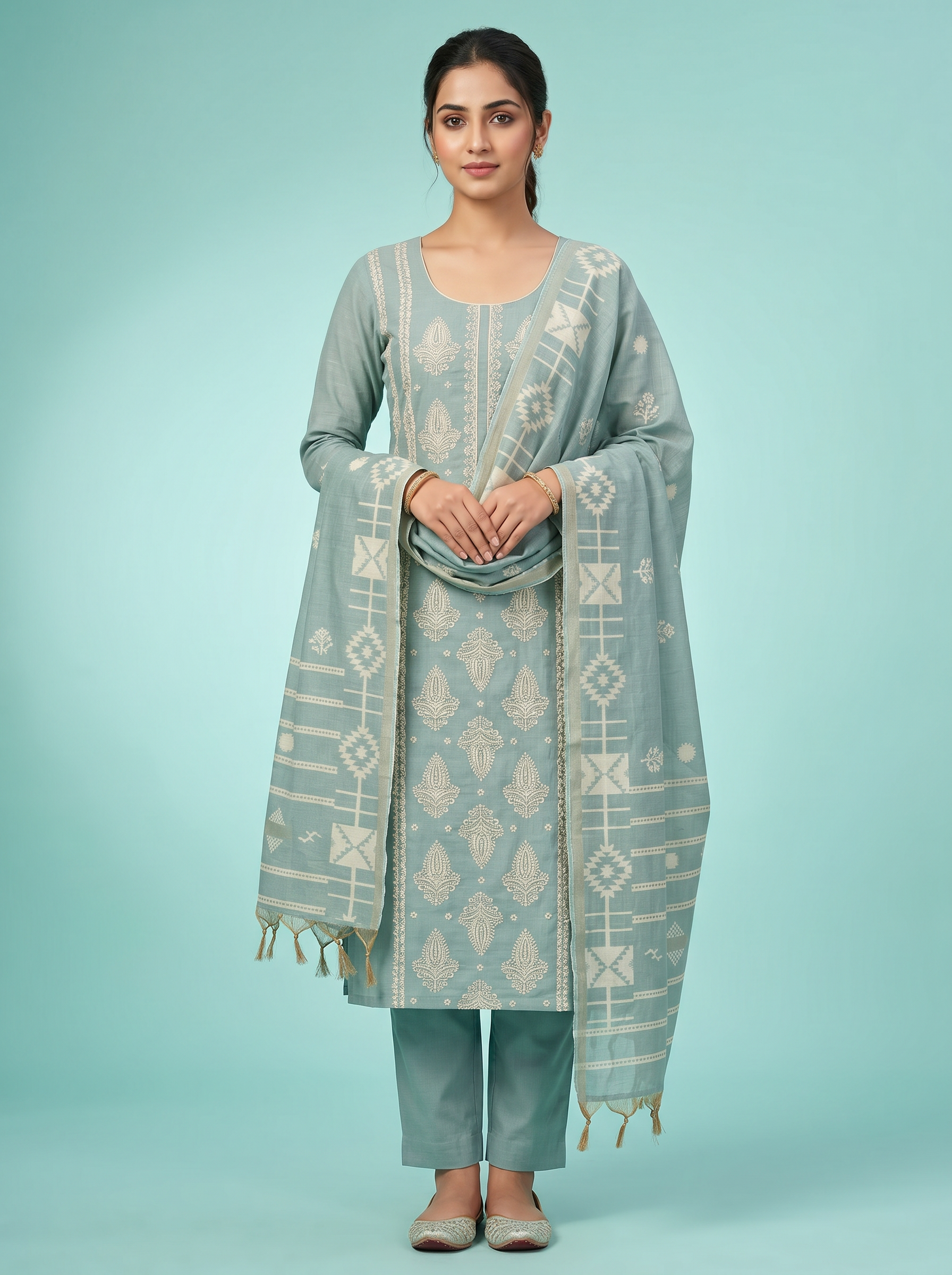 Premium Soft Cotton Unstitched Salwar Material with Dupatta
