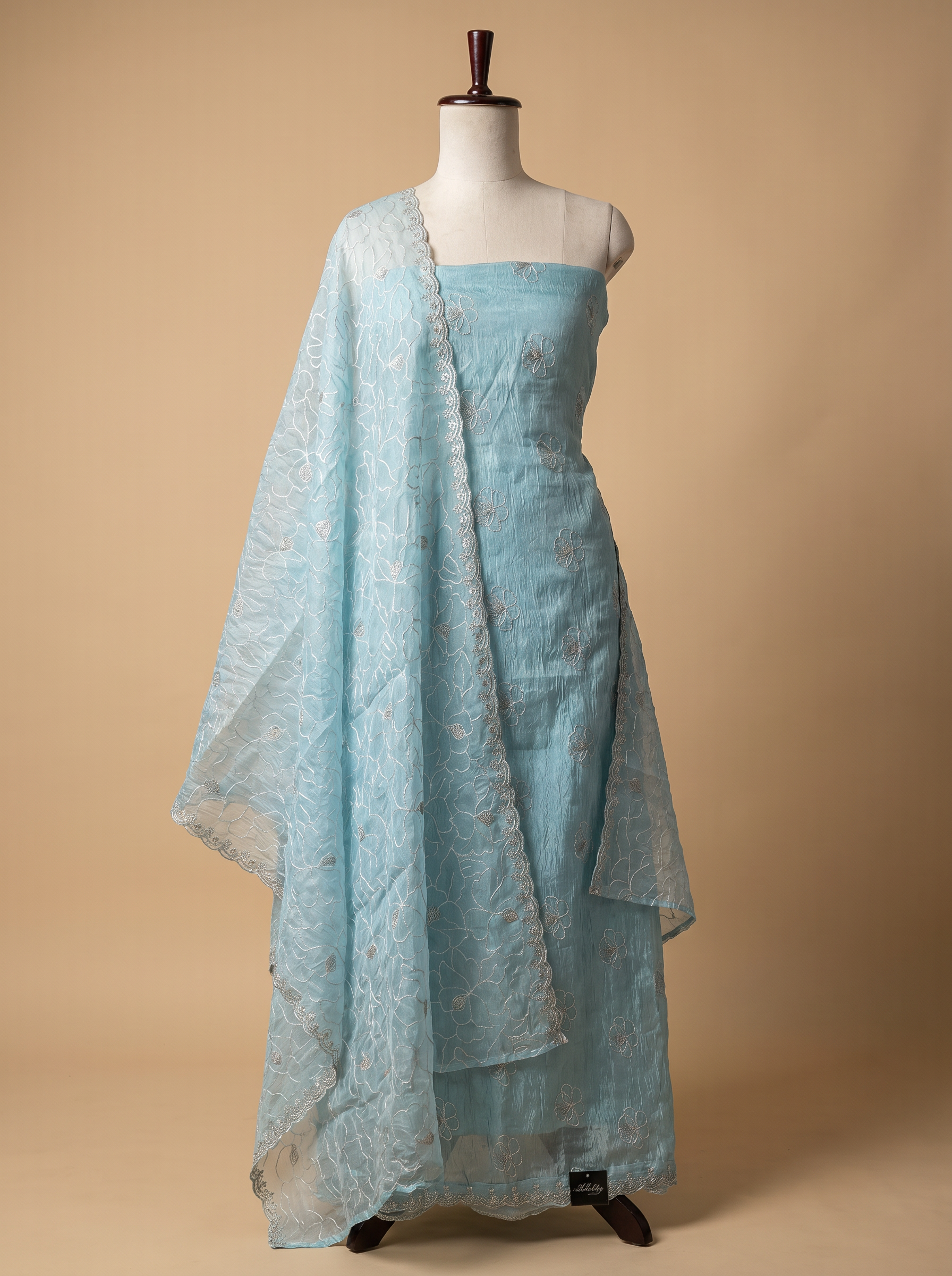 Premium Crushed Organza  Unstitched Salwar Set  with Dupatta