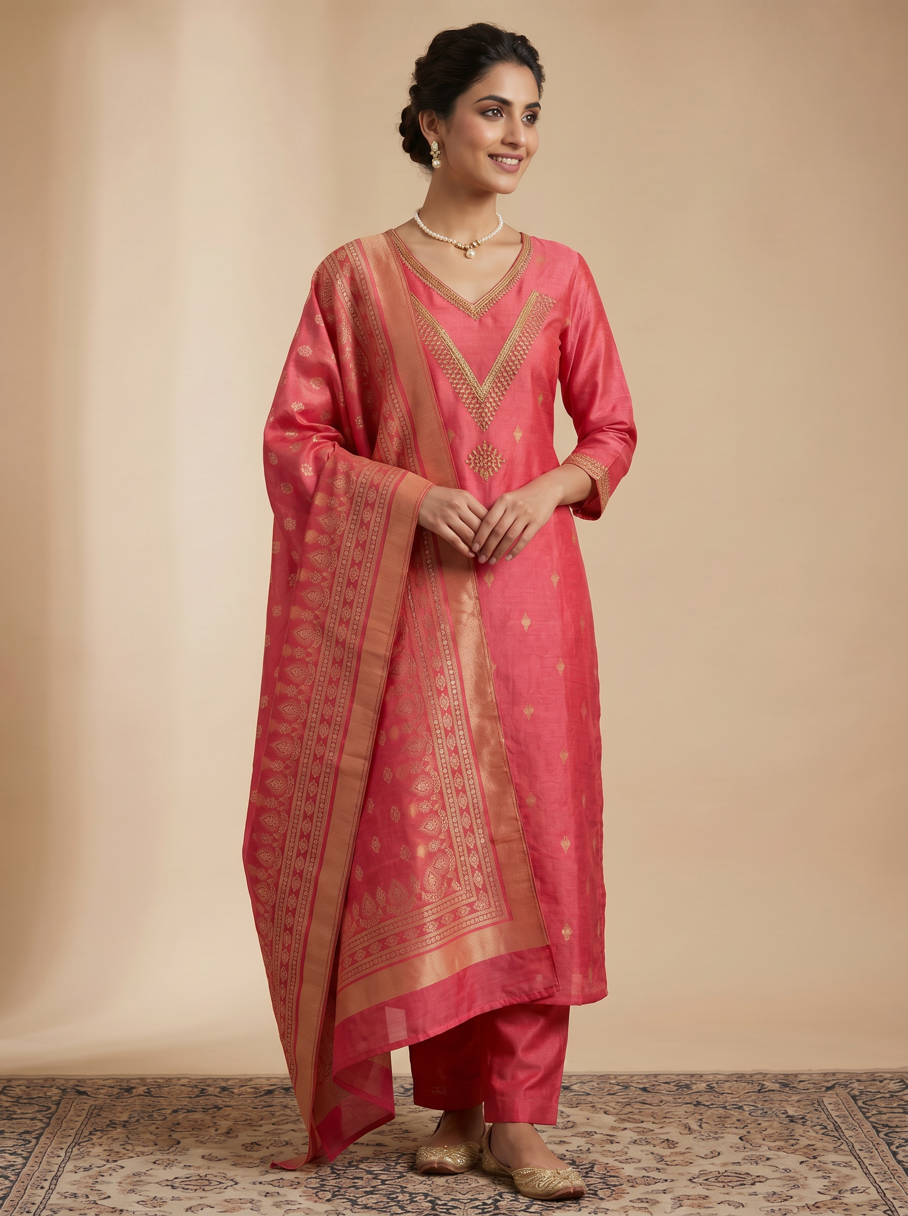 Premium Banarasi Silk Unstitched Salwar Material Set
