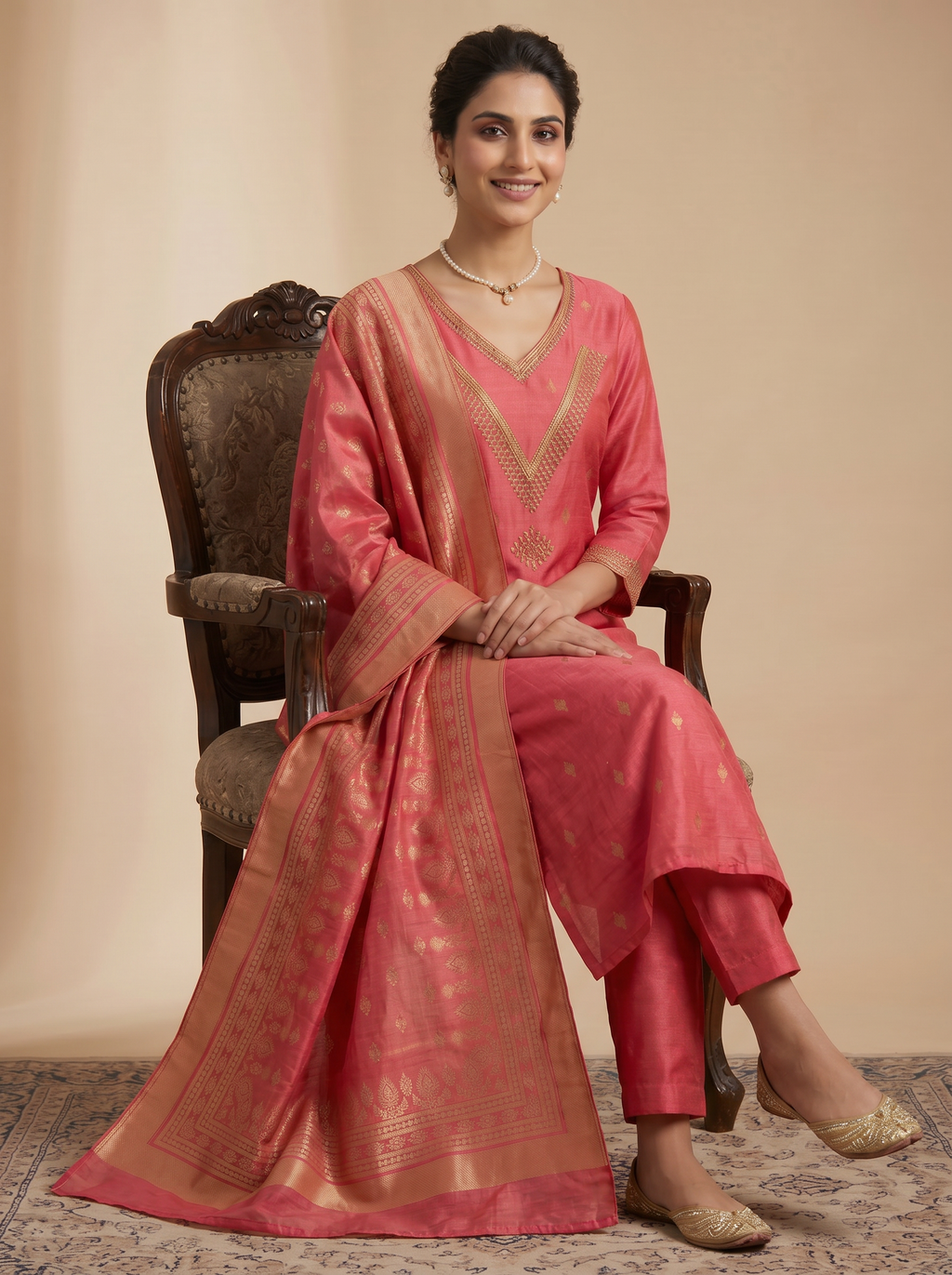 Premium Banarasi Silk Unstitched Salwar Material Set