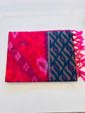 Magenta Pavithra Pattu Saree with Ikat Border & Tassels